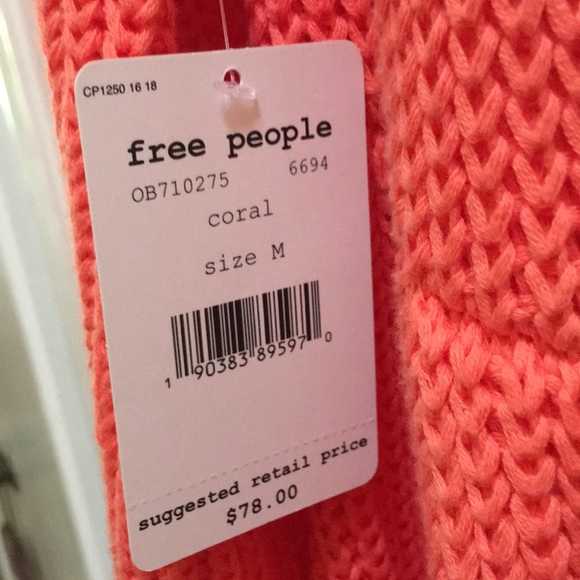 NWT Free People Coral Orange Damsel Sweater M - Picture 4 of 5